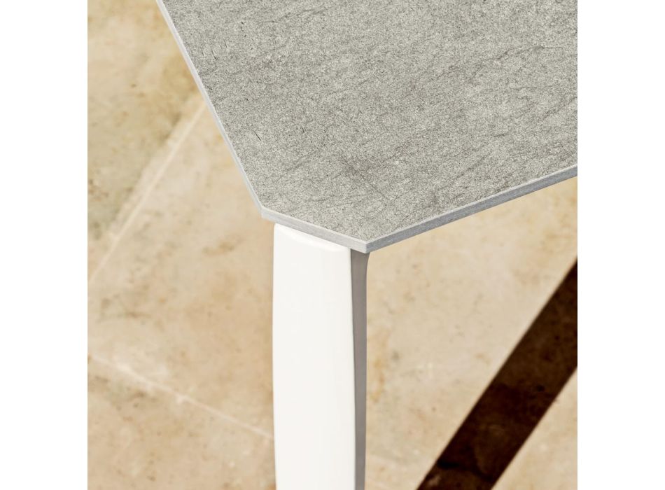 Mesa de Jantar Exterior Extensível 318 cm em Alumínio e Grés - Filomena Viadurini