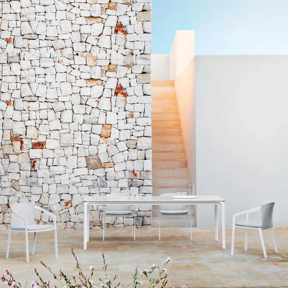 Mesa de Jantar Exterior Extensível 318 cm em Alumínio e Grés - Filomena Viadurini