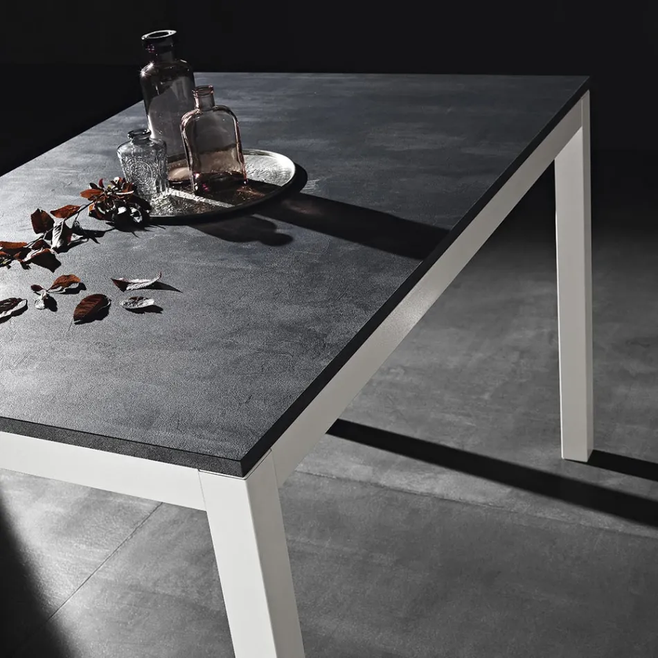 Mesa de jantar de metal extensível até 180 cm Made in Italy - Beatrise Viadurini
