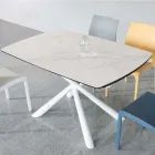 Mesa de jantar extensível (200/230 cm) em vidro cerâmico e metal - Naisha Viadurini
