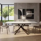 Mesa de jantar extensível (200/230 cm) em vidro cerâmico e metal - Naisha Viadurini