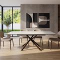 Mesa de jantar extensível (200/230 cm) em vidro cerâmico e metal - Naisha