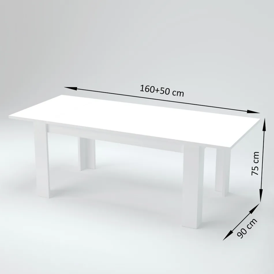 Mesa de Jantar Extensível até 210 cm Design em Madeira Sustentável - Perro Viadurini
