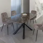 Mesa de Jantar Extensível até 230 cm em Vitrocerâmica e Metal - Kinari Viadurini