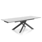 Mesa de Jantar Extensível até 240 cm em Cerâmica e Aço - Relevo Viadurini