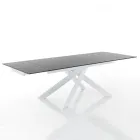 Mesa de Jantar Extensível até 240 cm em Cerâmica e Aço - Relevo Viadurini