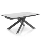 Mesa de Jantar Extensível até 240 cm em Cerâmica e Aço - Relevo Viadurini
