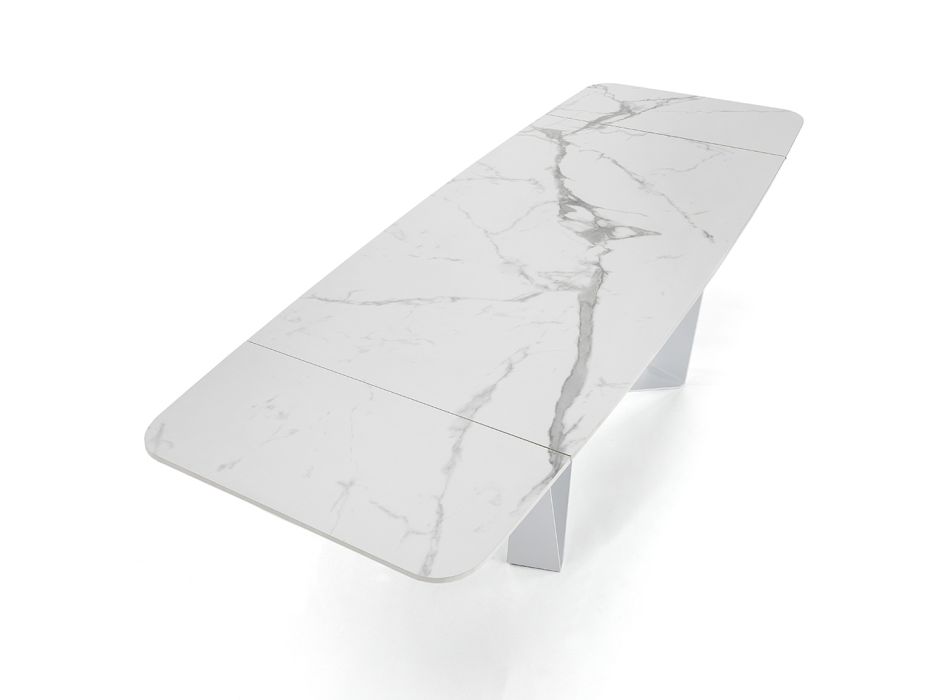 Mesa de jantar extensível a 240 cm em cerâmica com efeito mármore - Poseidon Viadurini
