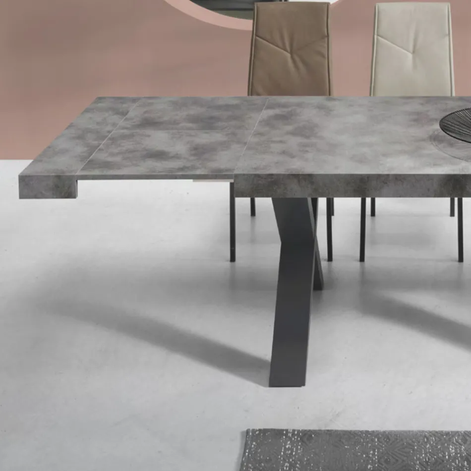Mesa de Jantar Extensível até 260 cm Efeito Concreto Moderno - Lenova Viadurini