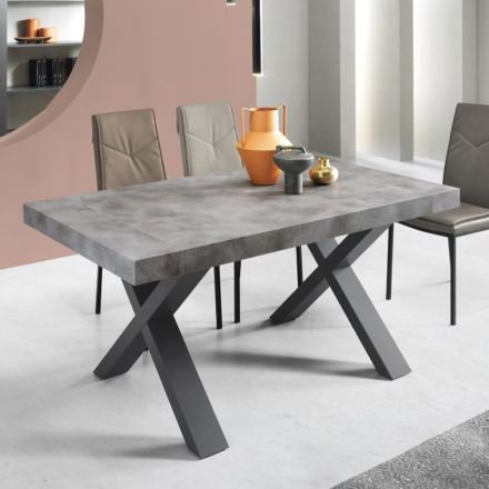 Mesa de Jantar Extensível até 260 cm Efeito Concreto Moderno - Lenova Viadurini