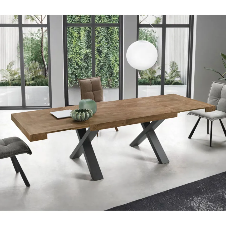 Mesa de Jantar Extensível até 260 cm Efeito Madeira Made in Italy - Lenova Viadurini