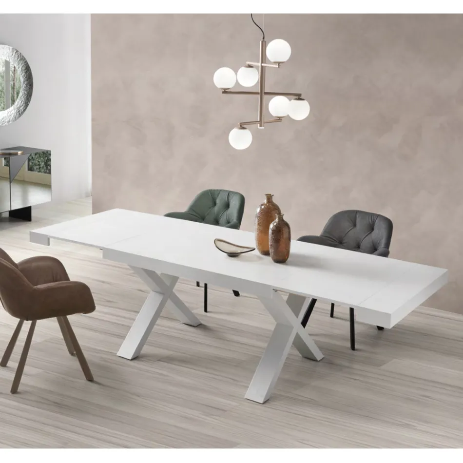 Mesa de Jantar Extensível até 260 cm Efeito Madeira Made in Italy - Lenova Viadurini