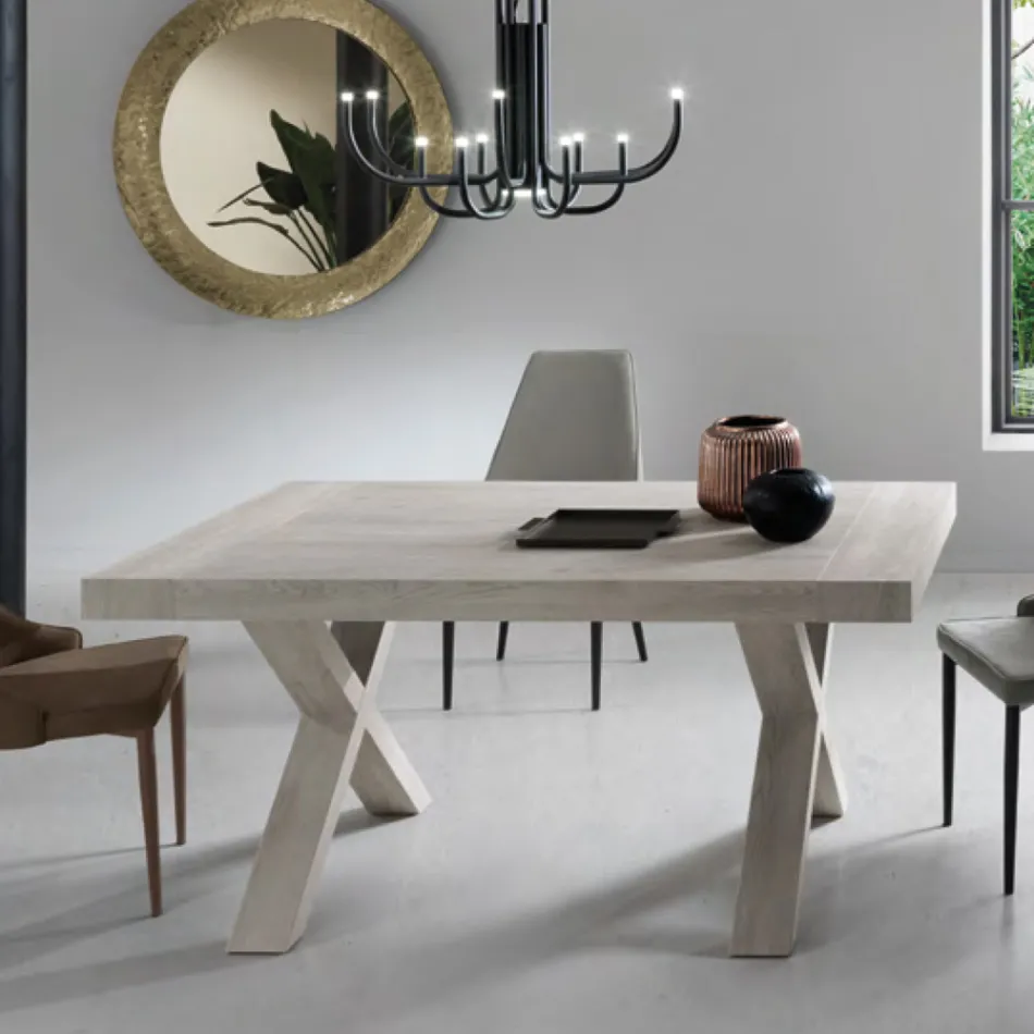 Mesa de Jantar Extensível até 260 cm Efeito Madeira Made in Italy - Lenova Viadurini