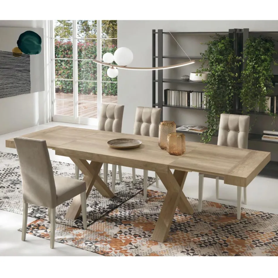 Mesa de Jantar Extensível até 260 cm Efeito Madeira Made in Italy - Lenova Viadurini