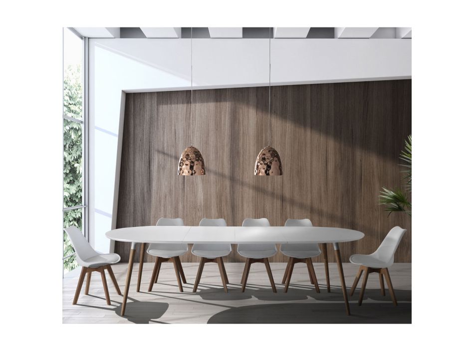 Mesa de Jantar Extensível até 270 cm em Mdf e Madeira Maciça - Maurizio Viadurini
