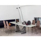 Mesa de Jantar Extensível até 290 cm em Tampo em Metal e Cerâmica - Ricolo Viadurini