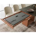 Mesa de Jantar Extensível até 298 cm em Cerâmica e Metal Fabricado na Itália - Girassol Viadurini