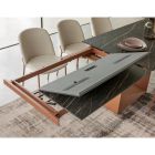 Mesa de Jantar Extensível até 298 cm em Cerâmica e Metal Fabricado na Itália - Girassol Viadurini