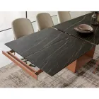 Mesa de Jantar Extensível até 298 cm em Cerâmica e Metal Fabricado na Itália - Girassol Viadurini