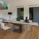 Mesa de Jantar Extensível até 298 cm em Cerâmica e Metal Fabricado na Itália - Girassol Viadurini