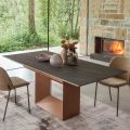 Mesa de Jantar Extensível até 298 cm em Cerâmica e Metal Fabricado na Itália - Girassol