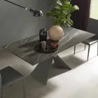 Mesa de Jantar Extensível até 298 cm em Tampo em Metal e Cerâmica - Anaconda Viadurini