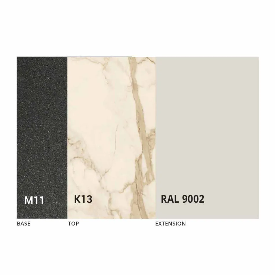 Mesa de Jantar Extensível até 298 cm em Tampo em Metal e Cerâmica - Anaconda Viadurini