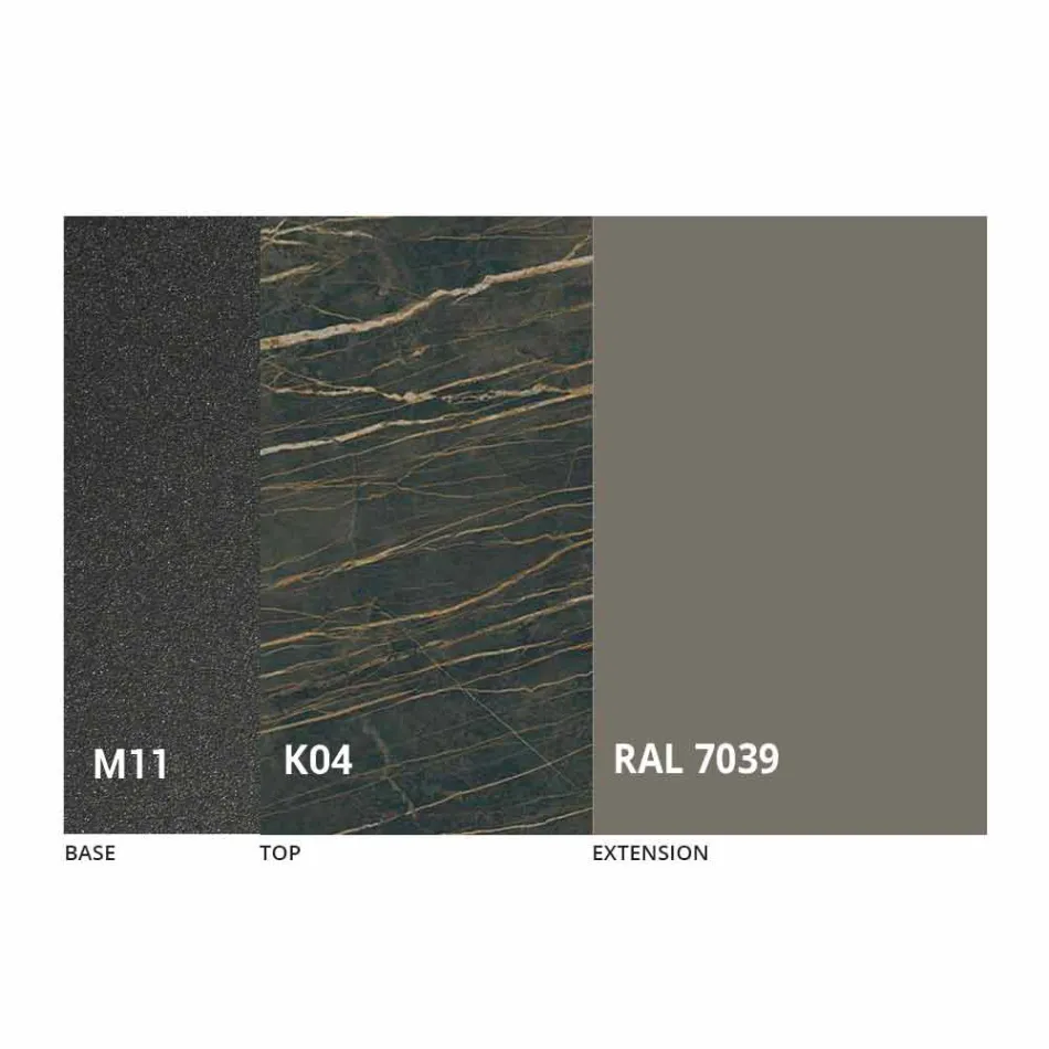 Mesa de Jantar Extensível até 298 cm em Tampo em Metal e Cerâmica - Anaconda Viadurini