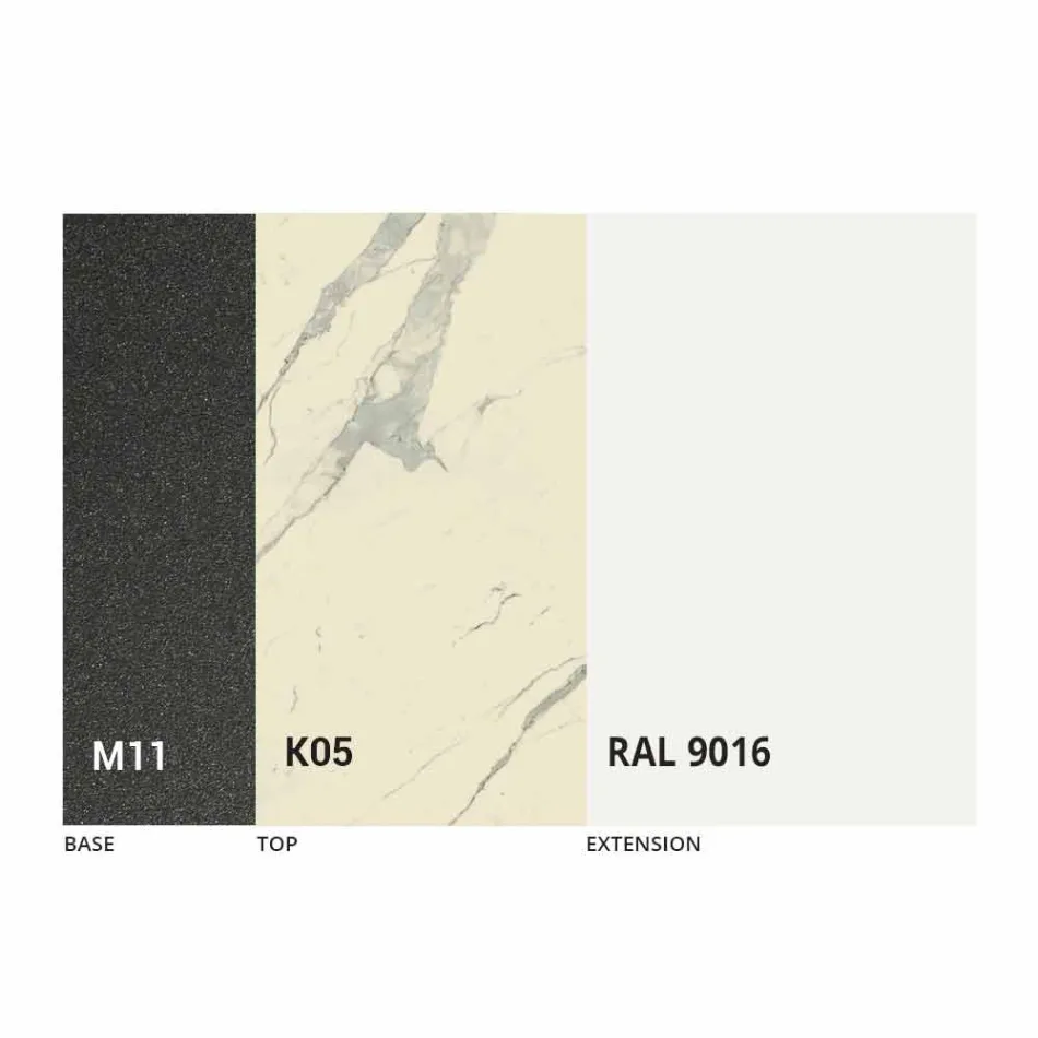 Mesa de Jantar Extensível até 298 cm em Tampo em Metal e Cerâmica - Anaconda Viadurini