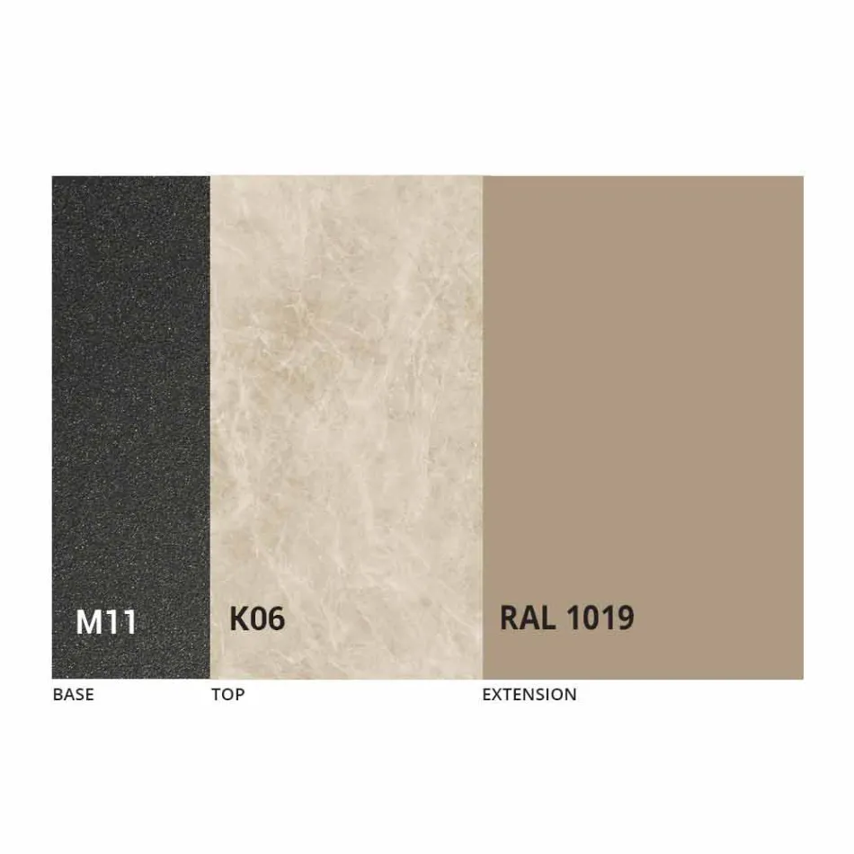 Mesa de Jantar Extensível até 298 cm em Tampo em Metal e Cerâmica - Anaconda Viadurini