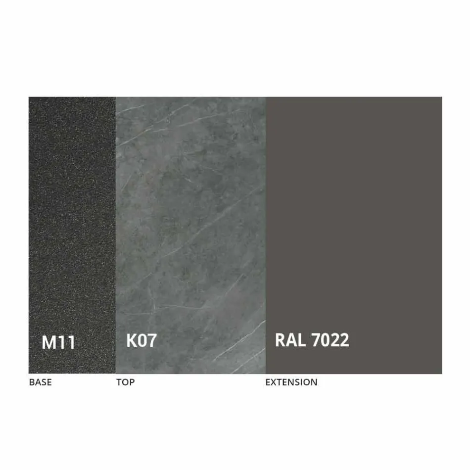 Mesa de Jantar Extensível até 298 cm em Tampo em Metal e Cerâmica - Anaconda Viadurini