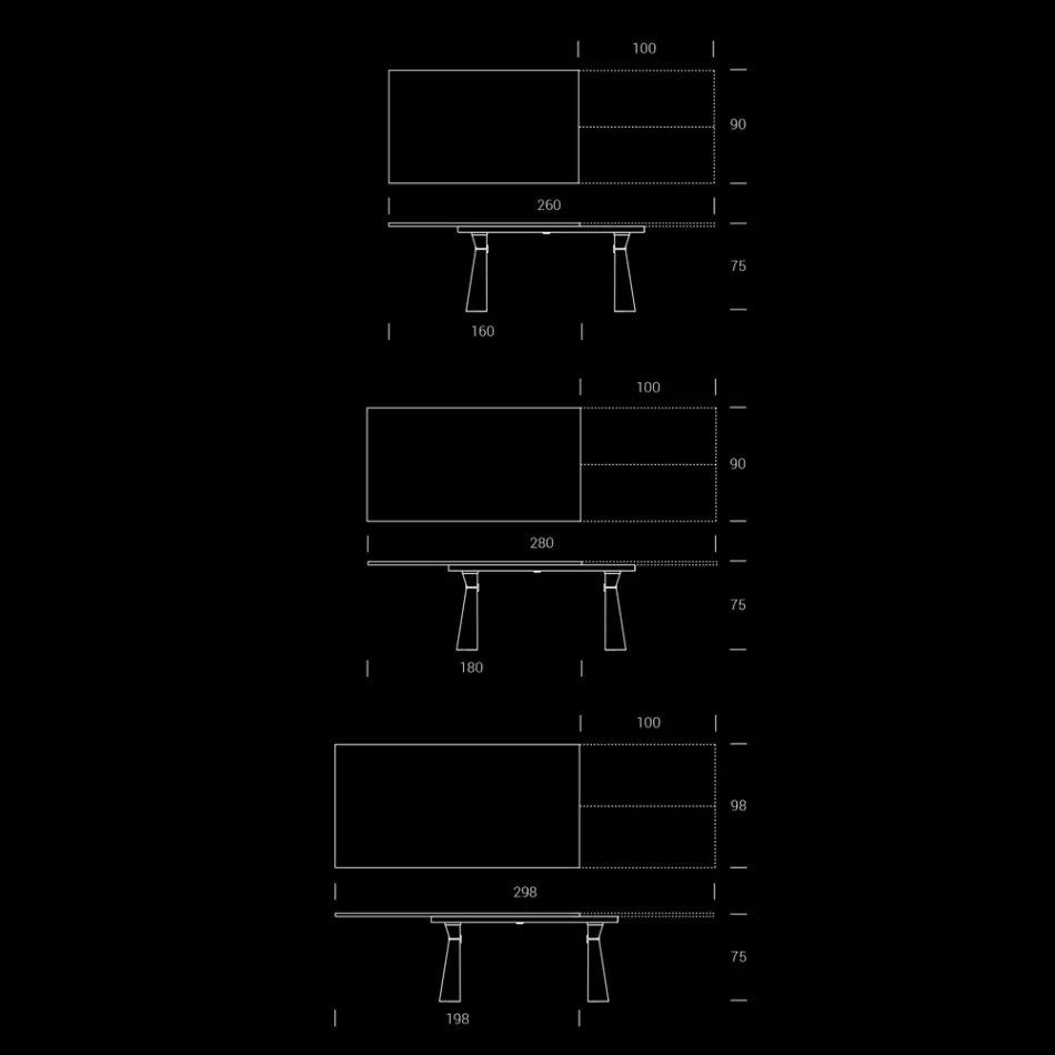 Mesa de jantar extensível para 298 cm em melamina Made in Italy - Fedemo Viadurini