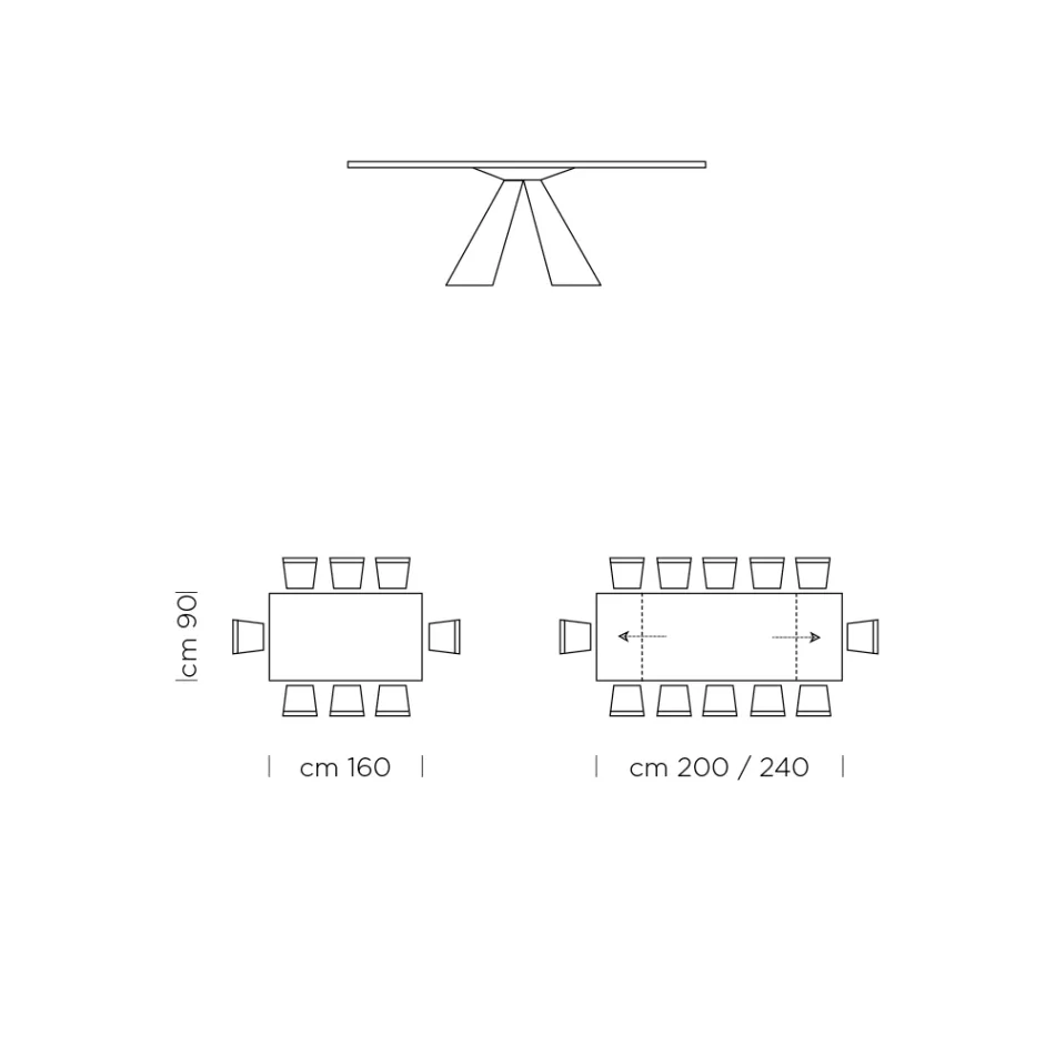 Mesa de jantar extensível até 300 cm em laminado HPL Fabricado na Itália - Dálmata Viadurini