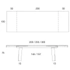 Mesa de jantar extensível a 300 cm em tampo de madeira e vidro - Bedrio Viadurini