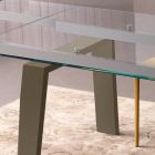 Mesa de jantar extensível a 300 cm em tampo de madeira e vidro - Bedrio Viadurini