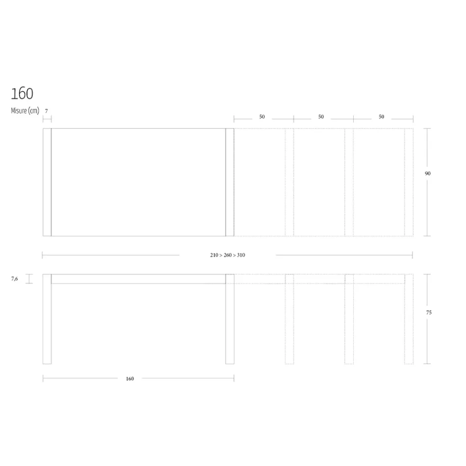 Mesa de jantar de metal extensível até 310 cm Fabricada na Itália - Euclide Viadurini