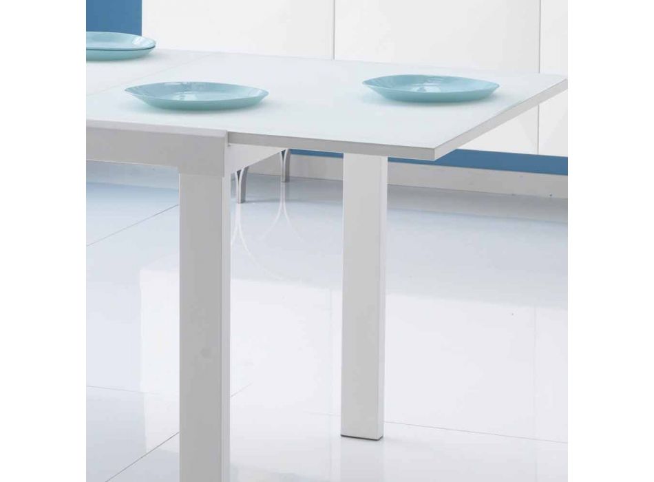 mesa de jantar extensível com tampo de vidro Teo Viadurini