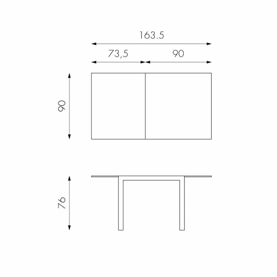 Mesa de jantar extensível com tampo de vidro Teo Viadurini