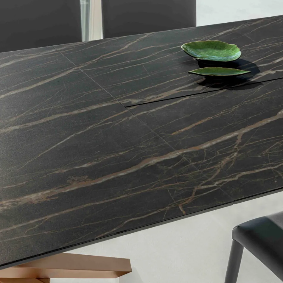 Mesa de jantar extensível com estrutura de metal feita na Itália - Elástico Viadurini