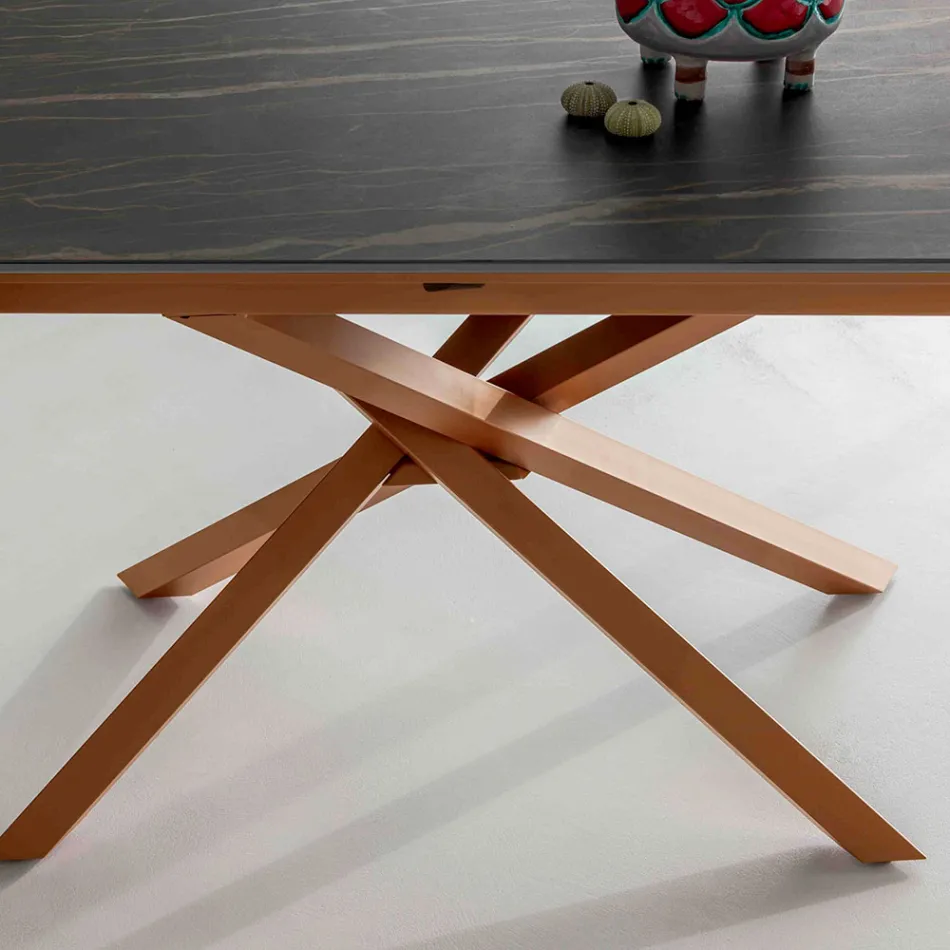 Mesa de jantar extensível com estrutura de metal feita na Itália - Elástico Viadurini