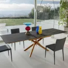 Mesa de jantar extensível com estrutura de metal feita na Itália - Elástico Viadurini
