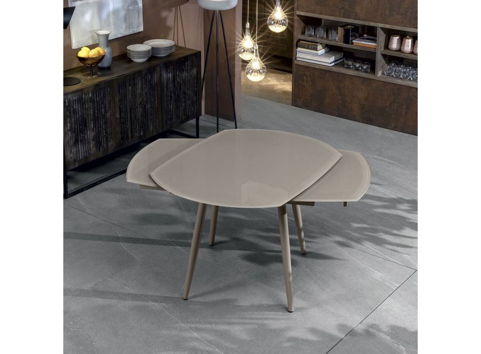 Mesa extensível de jantar com tampo de vidro Japan New Viadurini