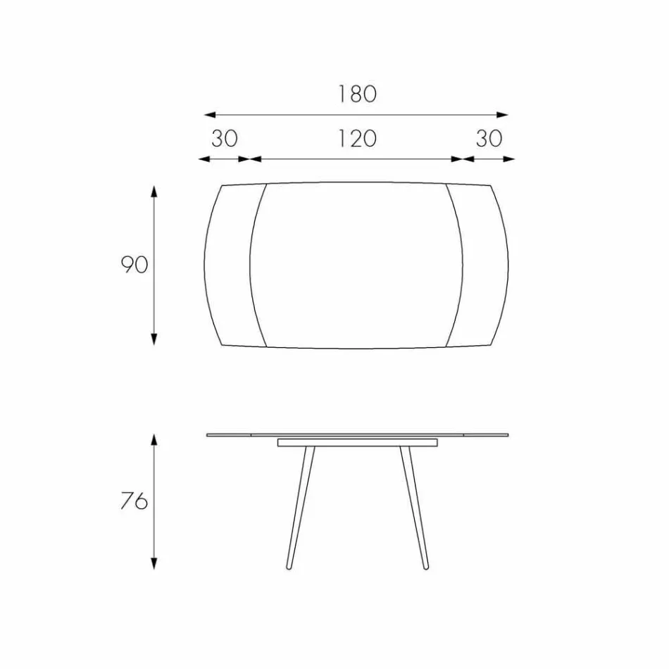 Mesa de jantar extensível com japão Novo tampo de vidro Viadurini