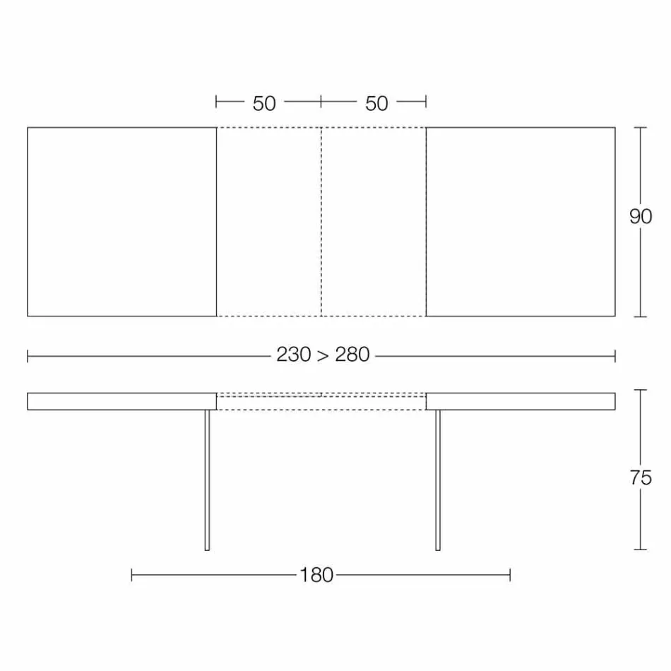 Mesa de Jantar Extensível Até 280 cm em Madeira e Vidro Made in Italy - Focus Viadurini