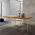 Mesa de Jantar Extensível Até 280 cm em Madeira e Vidro Made in Italy - Focus