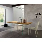 Mesa de Jantar Extensível Até 280 cm em Madeira e Vidro Made in Italy - Focus Viadurini