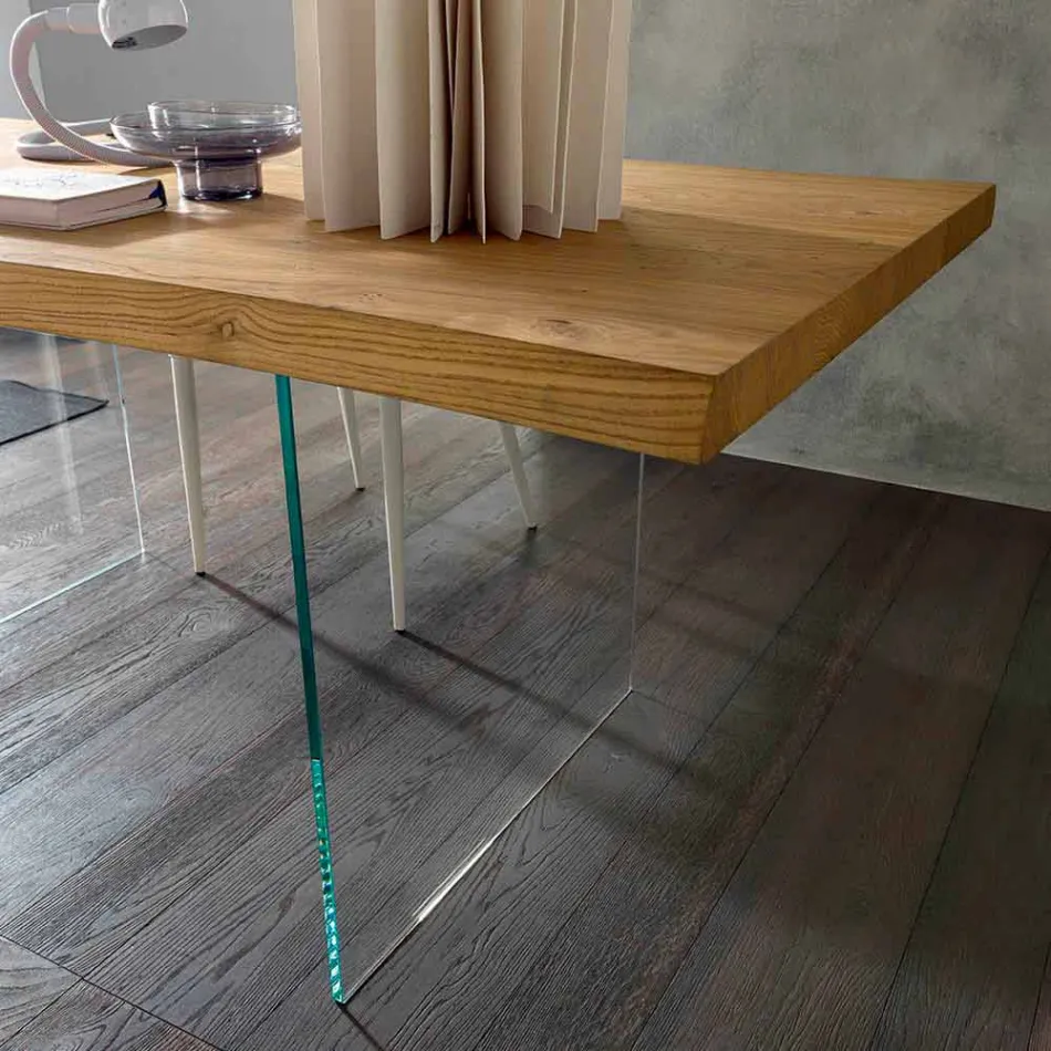 Mesa de Jantar Extensível Até 280 cm em Madeira e Vidro Made in Italy - Focus Viadurini