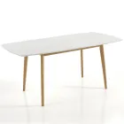 Mesa de Jantar Extensível Até 150 cm em Mdf e Madeira Maciça - Decio Viadurini