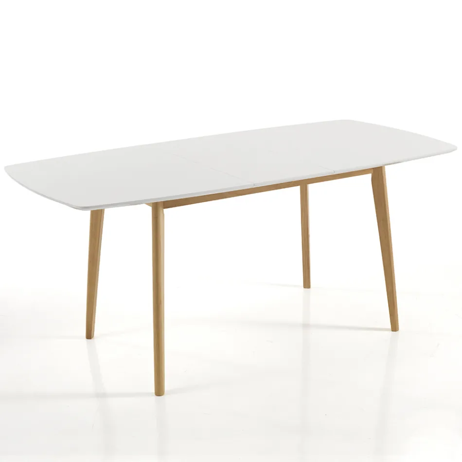 Mesa de Jantar Extensível Até 150 cm em Mdf e Madeira Maciça - Decio Viadurini