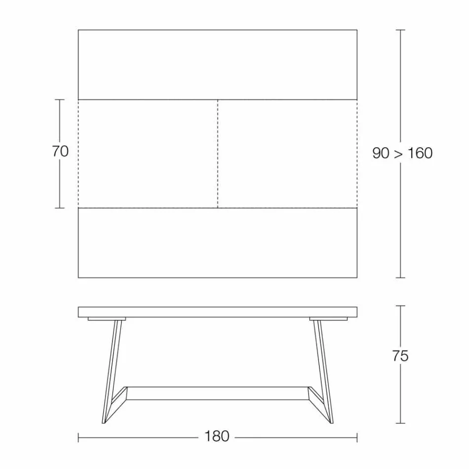 Mesa de Jantar Extensível Até 160 cm em Madeira Made in Italy - Eugenia Viadurini